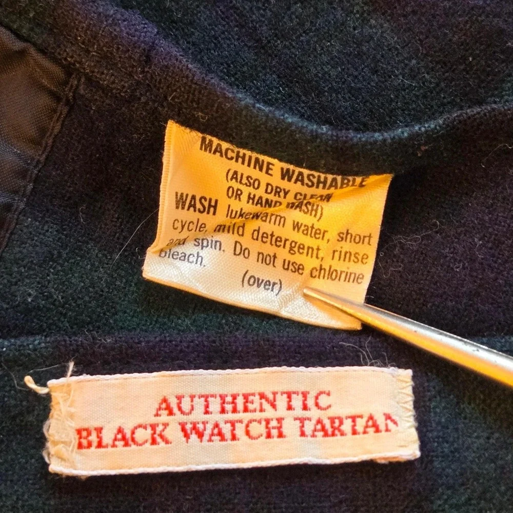 Vtg 60's Pendleton Black Watch Tartan Wool Shirt‎ Men 15.5 Black Green Plaid USA